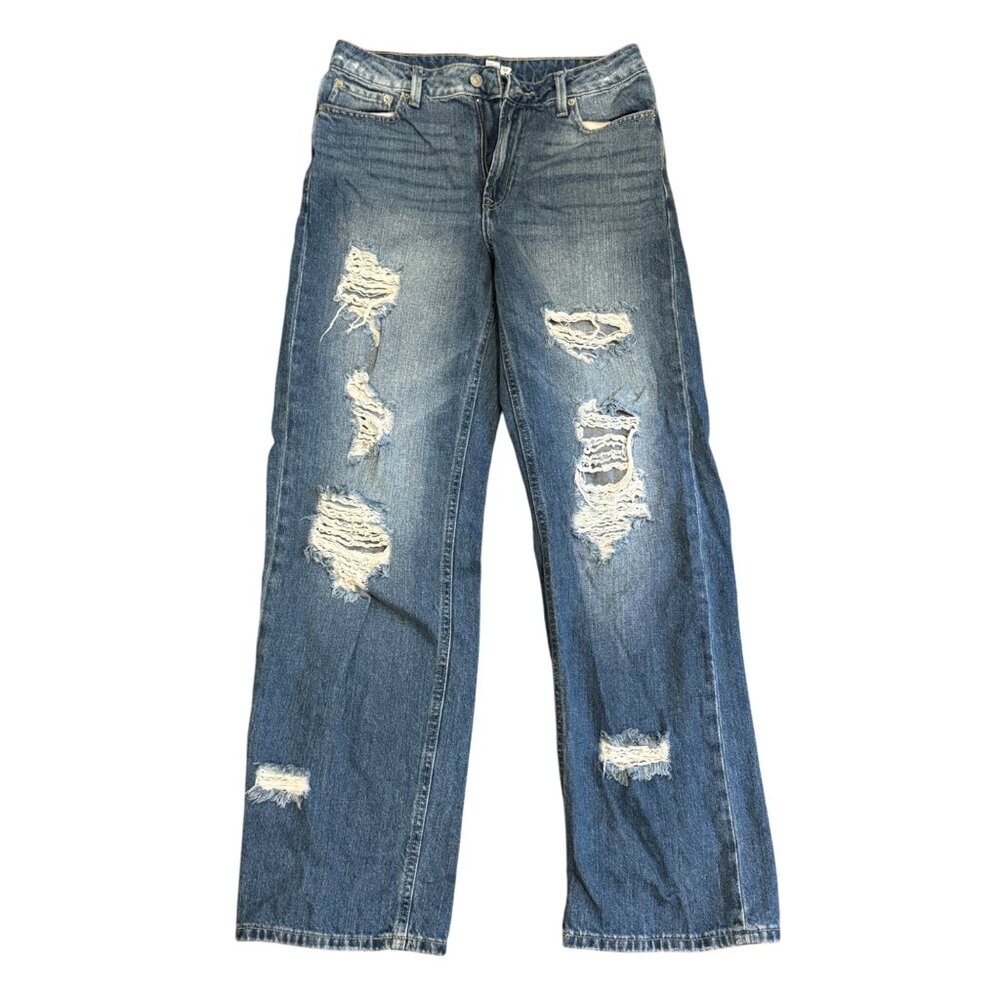 Forever 21 Womens Distressed Jeans Mid Rise Size 26 Blue Casual Denim